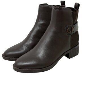 Calvin Klein Womens Dahari Brown Ankle Boots Size 5M Academia Preppy Money Gorp